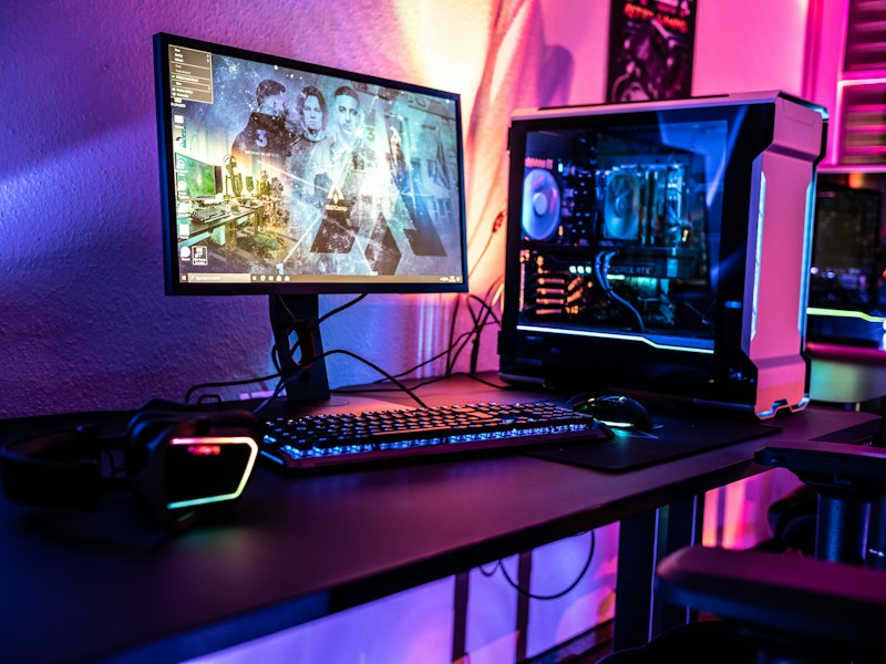 RGB keyboard close up